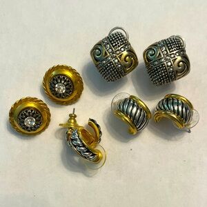 Gold and Silver Earrings Set